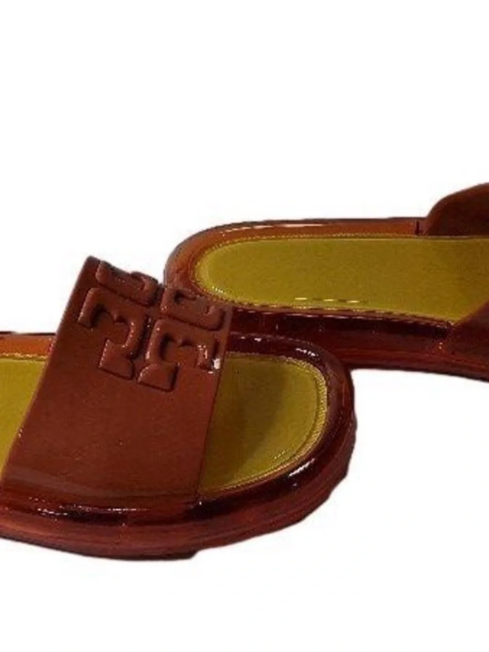 Tory Burch Tan Slide Sandals with Gold Footbed